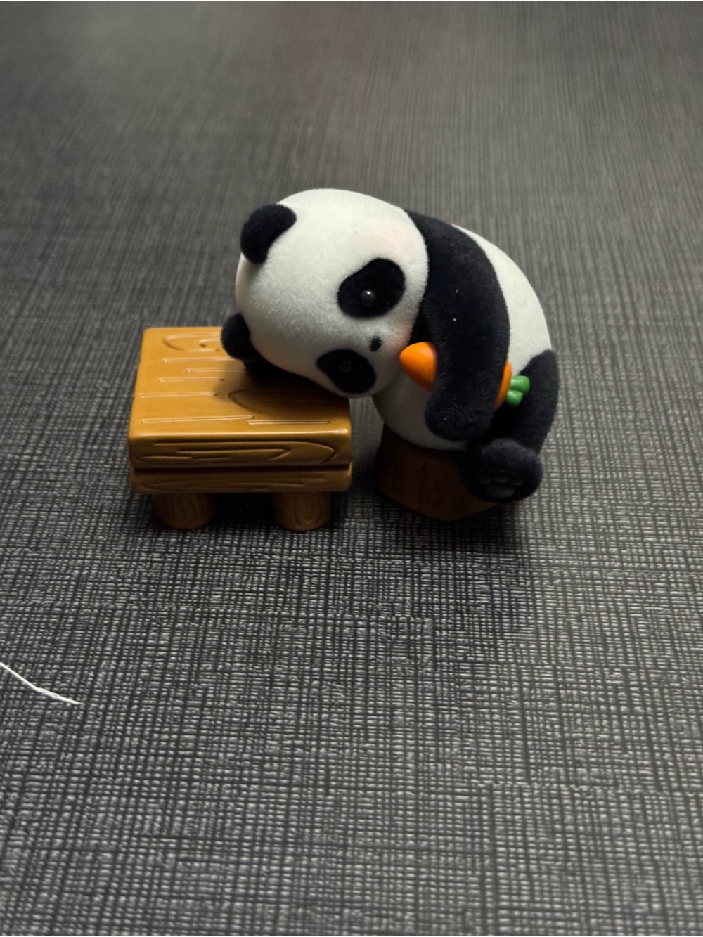 Black & White Panda Toy with Orange Carrot Accessory - Small Pets Figurine